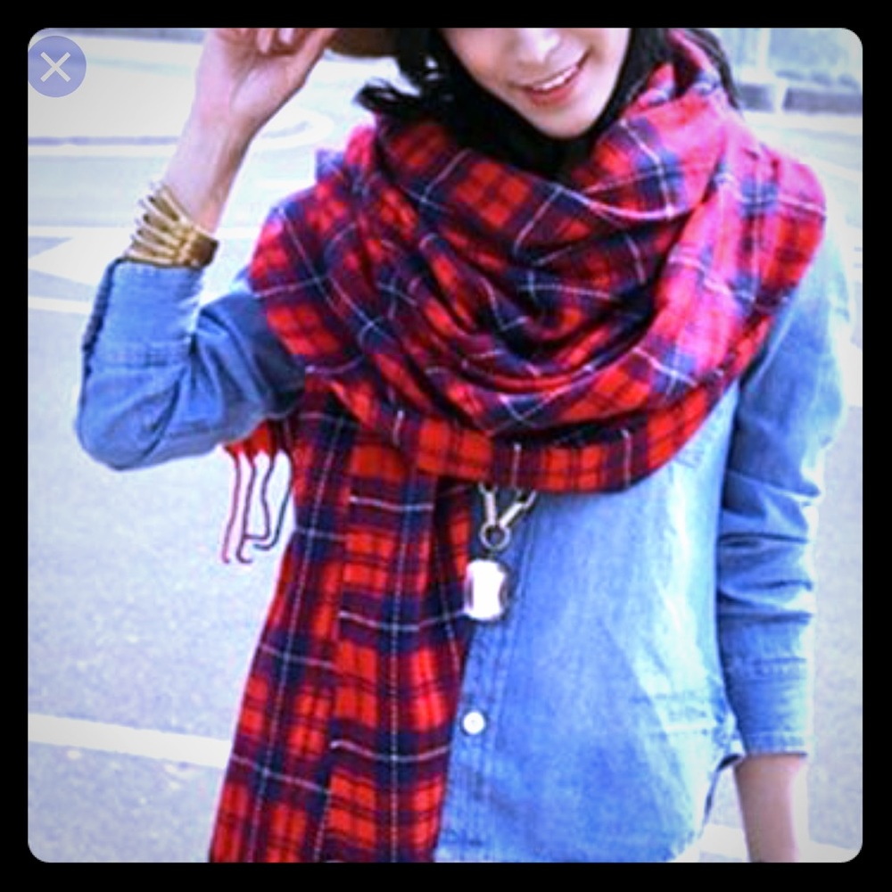 Lola’s Warm Plaid Red Flannel Scarf
